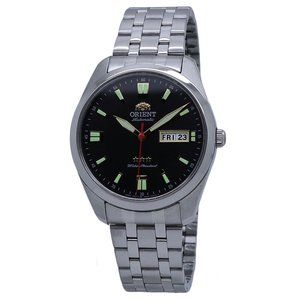 Orient Tri Star Black Dial Stainless Steel Men's
